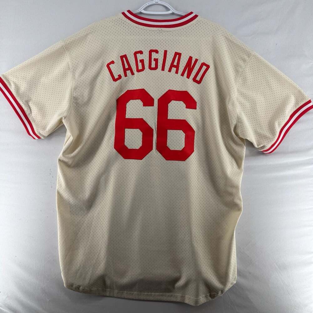 1245 2XL Caggiano #66 Rideouts Cream Baseball Jersey